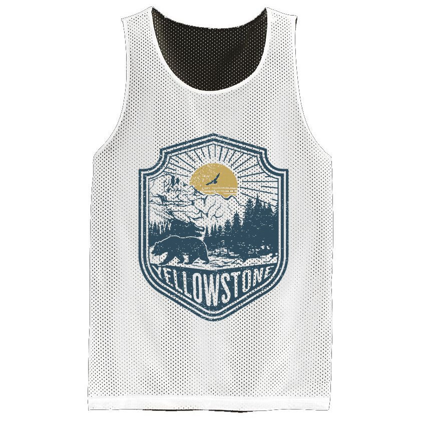 Yellowstone National Park Bear Nature Hiking Outdoors Mesh Reversible Basketball Jersey Tank