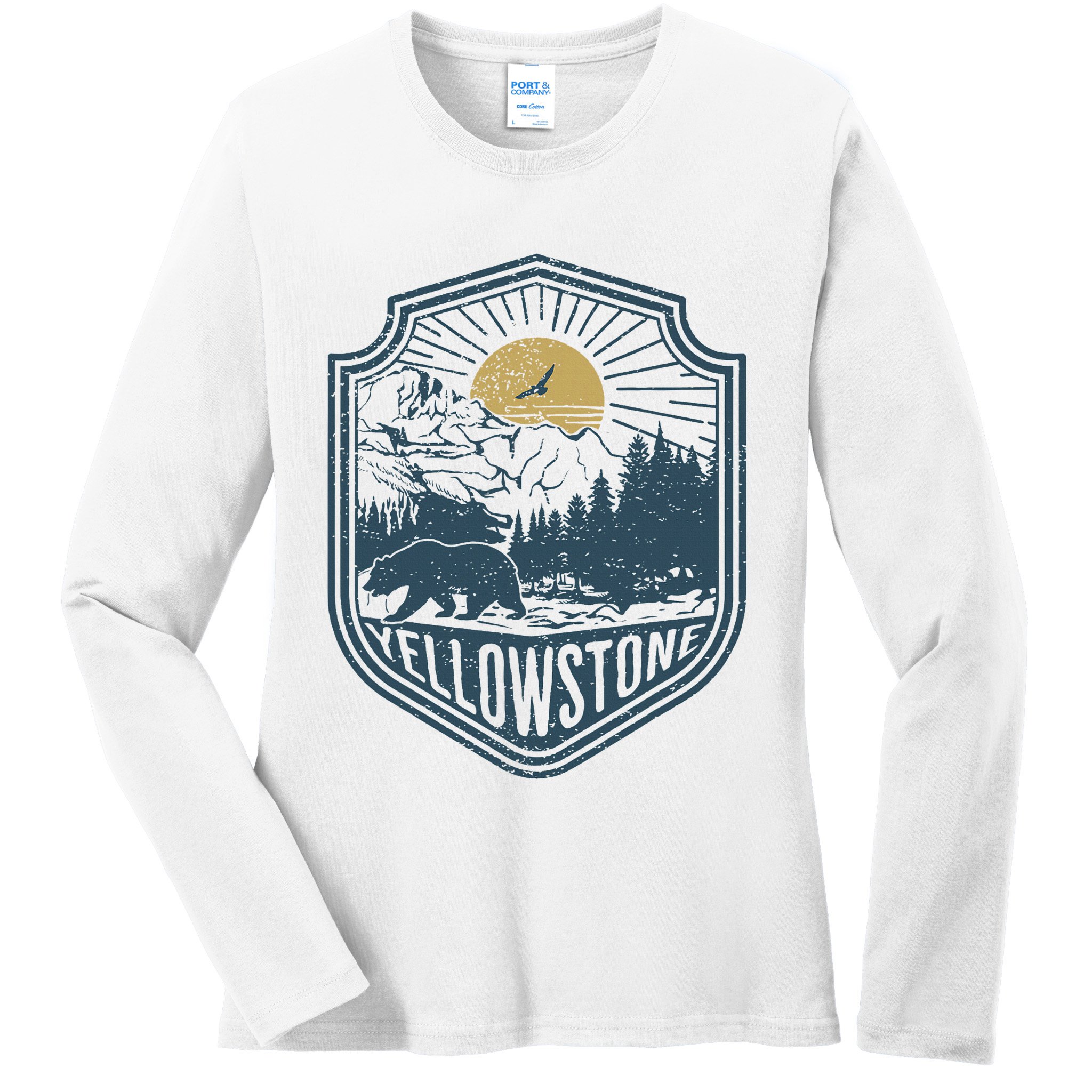 Yellowstone National Park Bear Nature Hiking Outdoors Ladies Long Sleeve Shirt