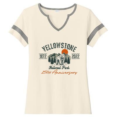 Yellowstone National Park 150th Anniversary Memorabilia Long Sleeve Ladies Halftime Notch Neck Tee