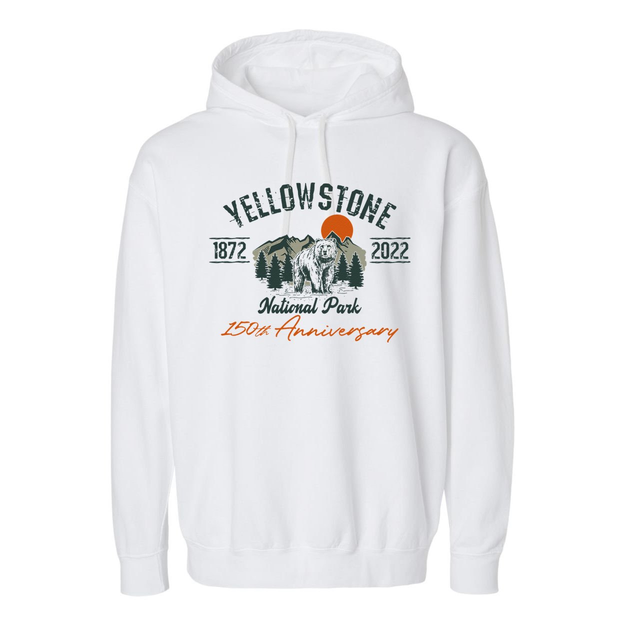 Yellowstone National Park 150th Anniversary Memorabilia Long Sleeve Garment-Dyed Fleece Hoodie