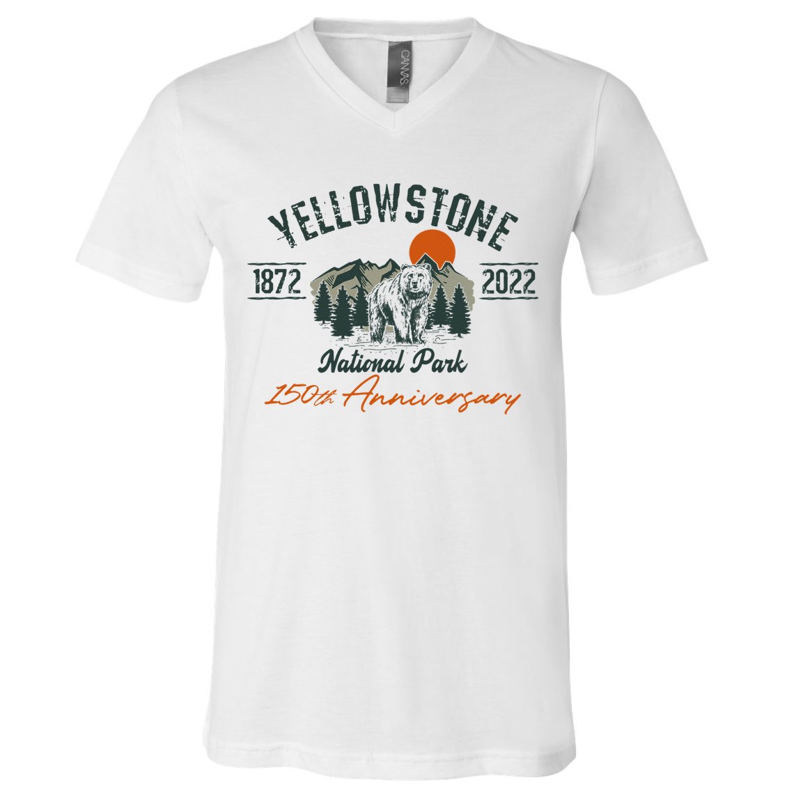 Yellowstone National Park 150th Anniversary Memorabilia Long Sleeve V-Neck T-Shirt