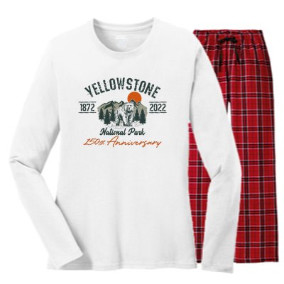 Yellowstone National Park 150th Anniversary Memorabilia Long Sleeve Women's Long Sleeve Flannel Pajama Set 