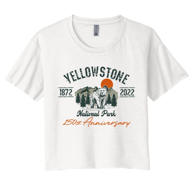 Yellowstone National Park 150th Anniversary Memorabilia Long Sleeve Crop Top