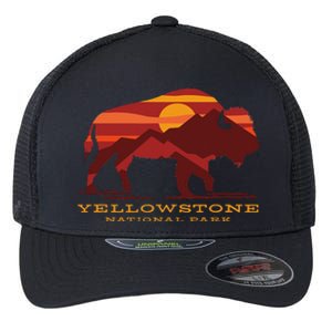 Yellowstone National Park Wyoming Buffalo Bison Sunset Flexfit Unipanel Trucker Cap