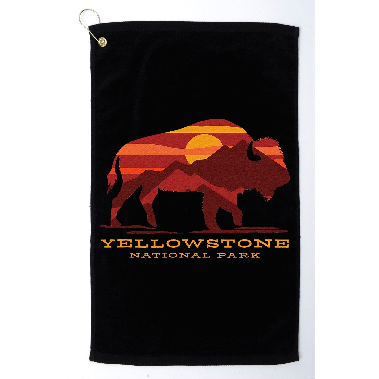 Yellowstone National Park Wyoming Buffalo Bison Sunset Golf Towel