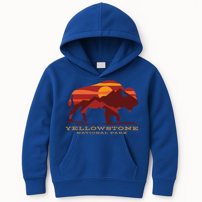 Yellowstone National Park Wyoming Buffalo Bison Sunset Kids Hoodie