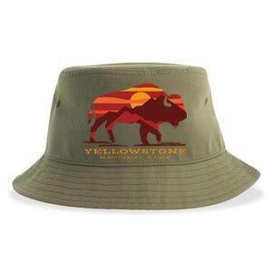 Yellowstone National Park Wyoming Buffalo Bison Sunset Sustainable Bucket Hat