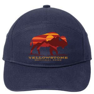 Yellowstone National Park Wyoming Buffalo Bison Sunset 7-Panel Snapback Hat