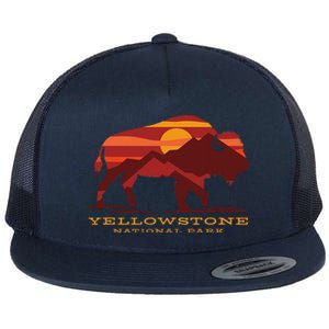 Yellowstone National Park Wyoming Buffalo Bison Sunset Flat Bill Trucker Hat