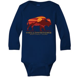 Yellowstone National Park Wyoming Buffalo Bison Sunset Baby Long Sleeve Bodysuit