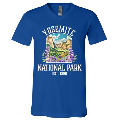 Yosemite National Park Lupine Vintage Gift V-Neck T-Shirt