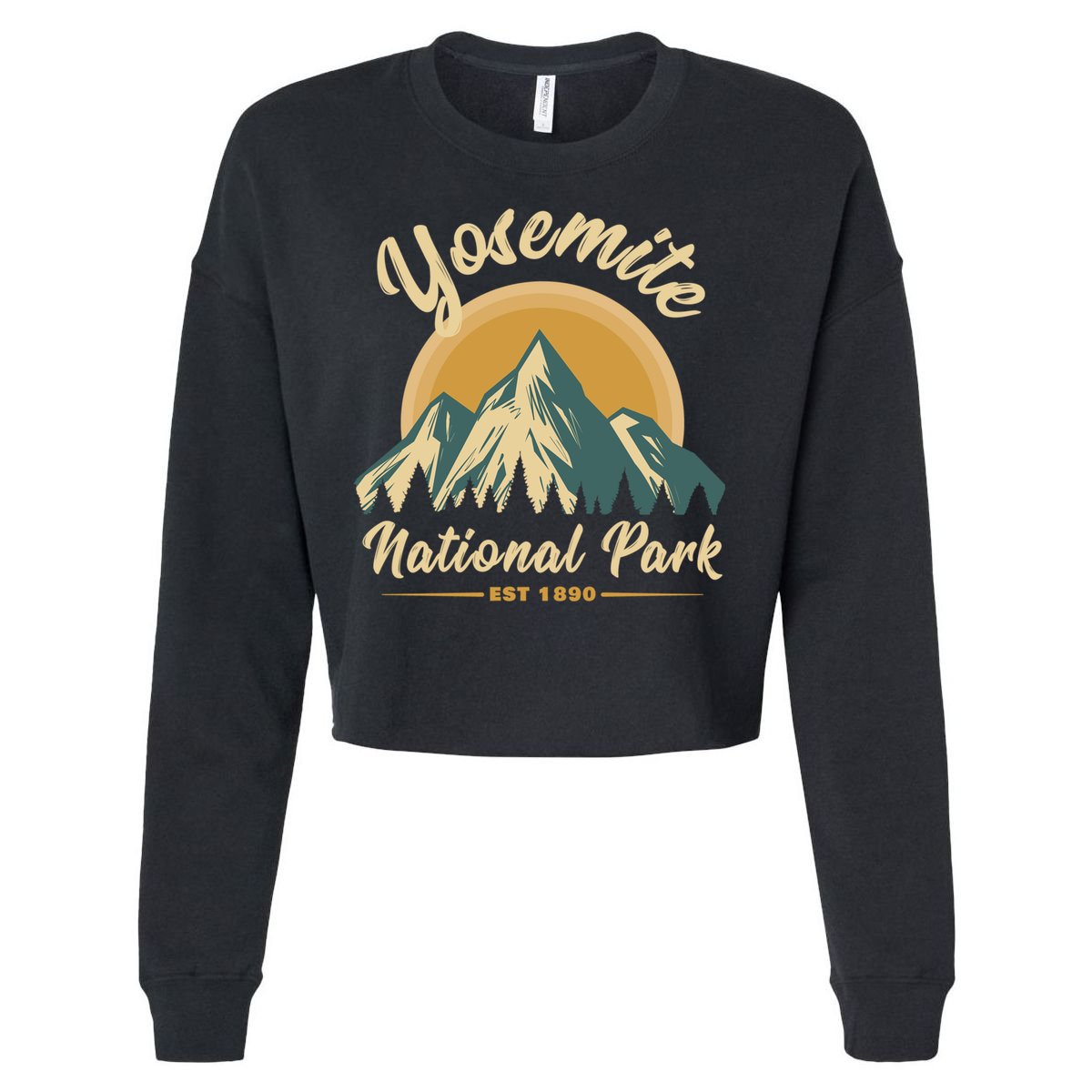Yosemite National Park Vintage Gift Cropped Pullover Crew
