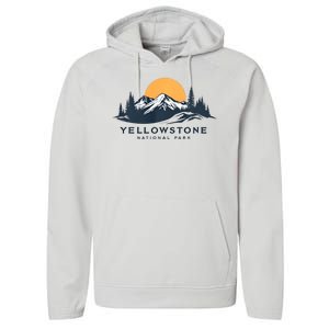 Yellowstone National Park Mountain Sunset Landscape Performance Fleece Hoodie