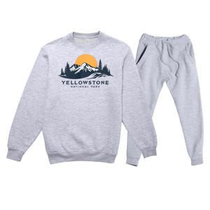 Yellowstone National Park Mountain Sunset Landscape Premium Crewneck Sweatsuit Set