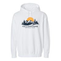 Yellowstone National Park Mountain Sunset Landscape Garment-Dyed Fleece Hoodie