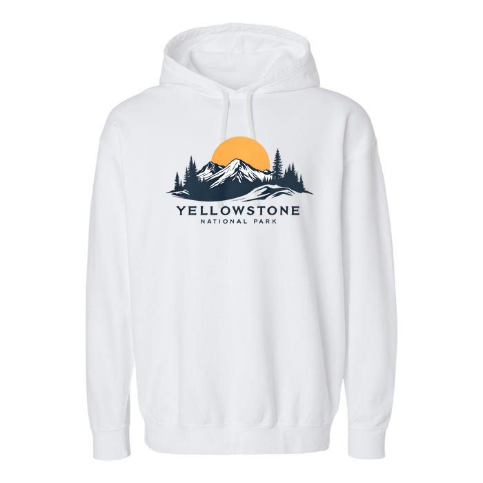 Yellowstone National Park Mountain Sunset Landscape Garment-Dyed Fleece Hoodie