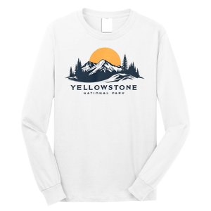 Yellowstone National Park Mountain Sunset Landscape Long Sleeve Shirt