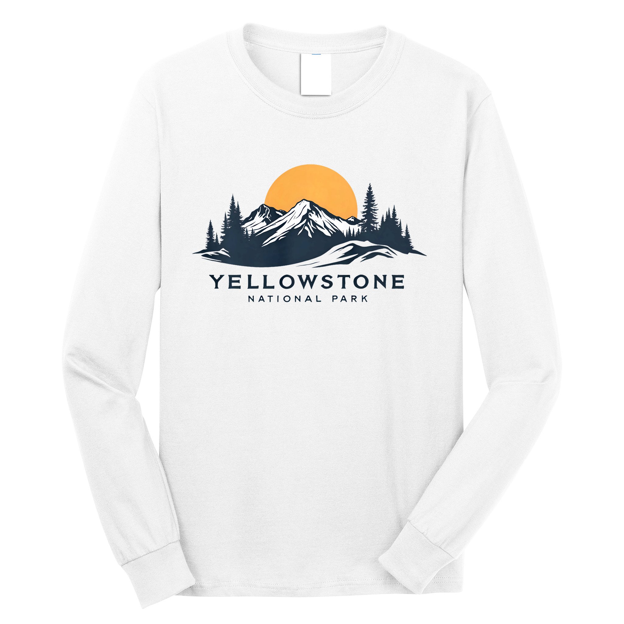 Yellowstone National Park Mountain Sunset Landscape Long Sleeve Shirt
