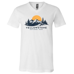 Yellowstone National Park Mountain Sunset Landscape V-Neck T-Shirt