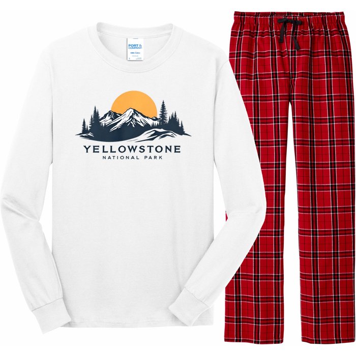 Yellowstone National Park Mountain Sunset Landscape Long Sleeve Pajama Set