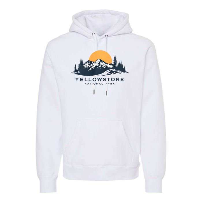 Yellowstone National Park Mountain Sunset Landscape Premium Hoodie