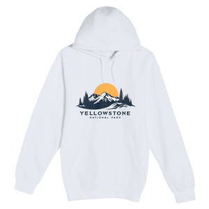 Yellowstone National Park Mountain Sunset Landscape Premium Pullover Hoodie