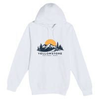 Yellowstone National Park Mountain Sunset Landscape Premium Pullover Hoodie