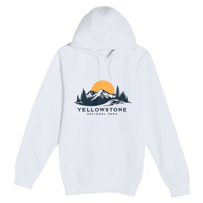 Yellowstone National Park Mountain Sunset Landscape Premium Pullover Hoodie