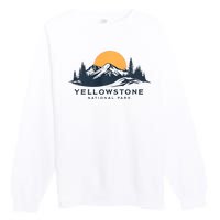 Yellowstone National Park Mountain Sunset Landscape Premium Crewneck Sweatshirt