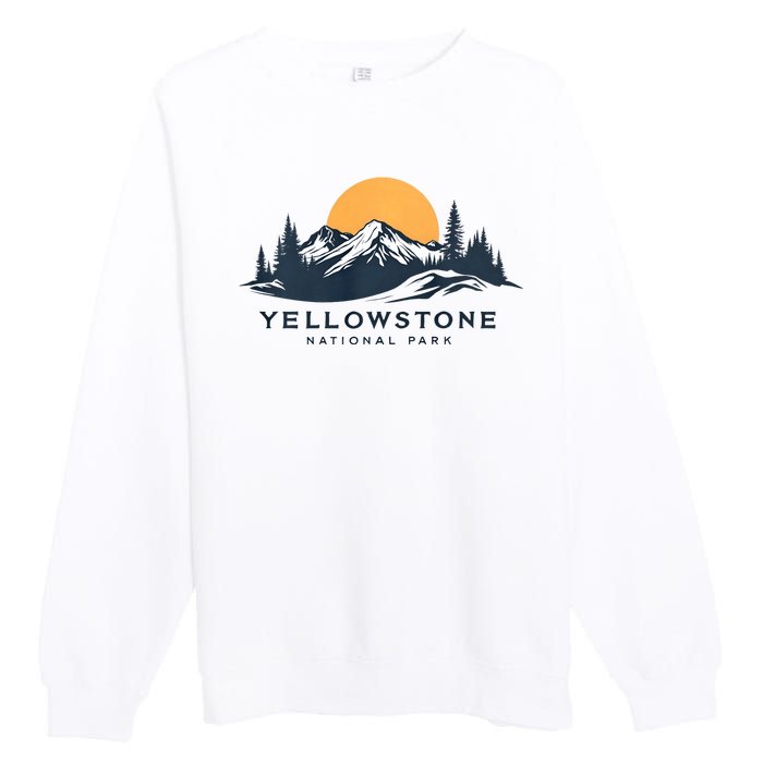 Yellowstone National Park Mountain Sunset Landscape Premium Crewneck Sweatshirt