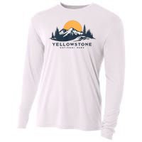 Yellowstone National Park Mountain Sunset Landscape Cooling Performance Long Sleeve Crew