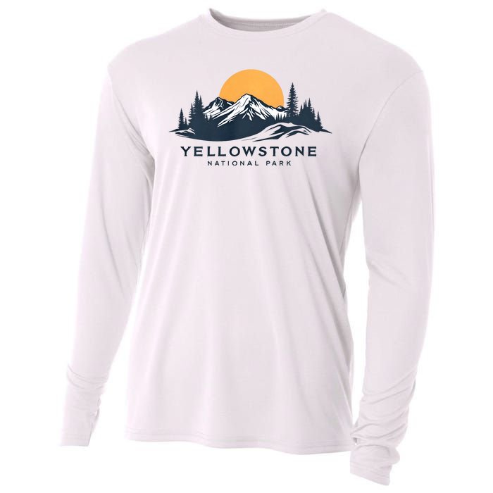 Yellowstone National Park Mountain Sunset Landscape Cooling Performance Long Sleeve Crew