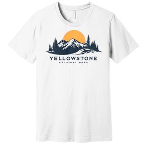 Yellowstone National Park Mountain Sunset Landscape Premium T-Shirt