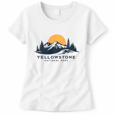 Yellowstone National Park Mountain Sunset Landscape Womens T-Shirt