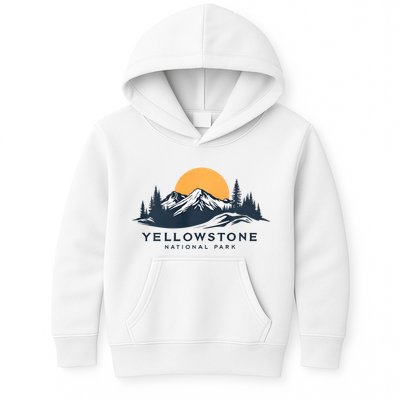 Yellowstone National Park Mountain Sunset Landscape Kids Hoodie