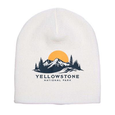 Yellowstone National Park Mountain Sunset Landscape Short Acrylic Beanie