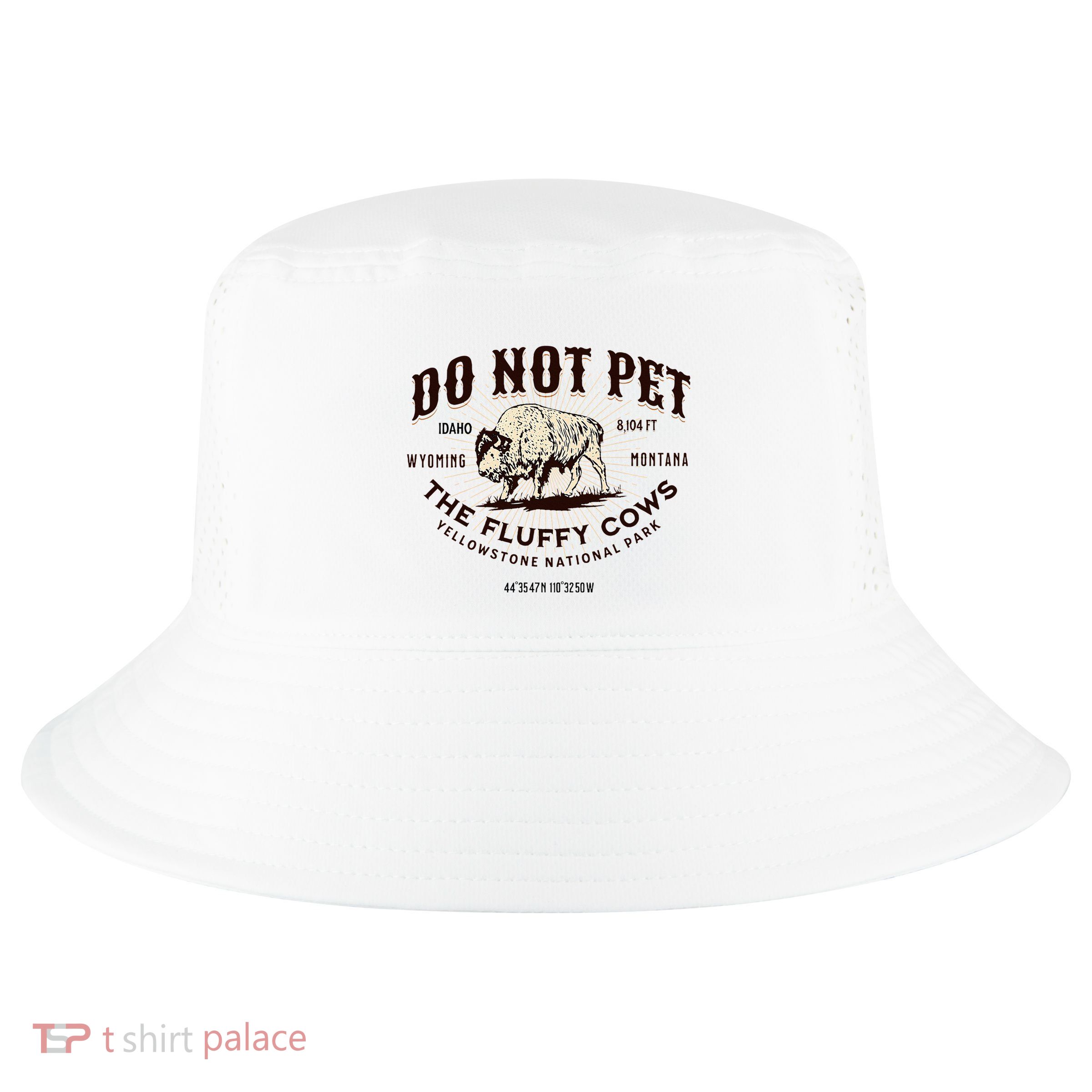 Yellowstone National Park Do Not Pet The Fluffy Cows Bison Cool Comfort Performance Bucket Hat