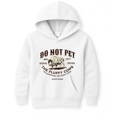 Yellowstone National Park Do Not Pet The Fluffy Cows Bison Kids Hoodie