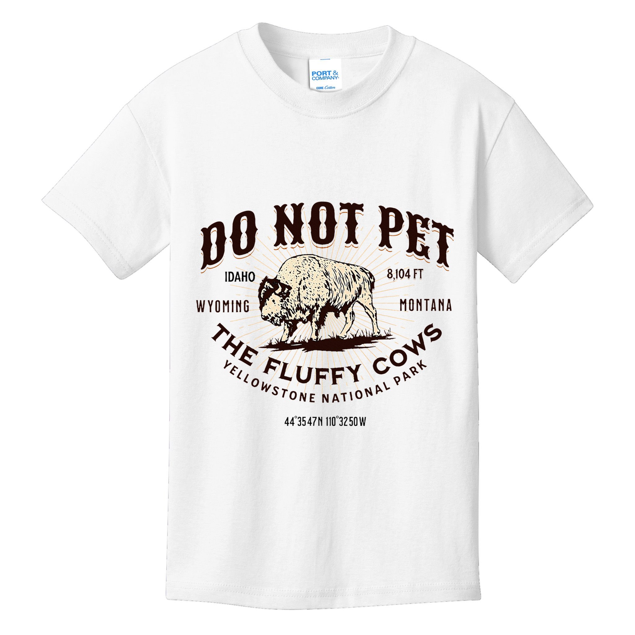 Yellowstone National Park Do Not Pet The Fluffy Cows Bison Kids T-Shirt