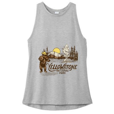 Yellowstone National Park Bear & Fiddle Old Faithful Ladies PosiCharge Tri-Blend Wicking Tank