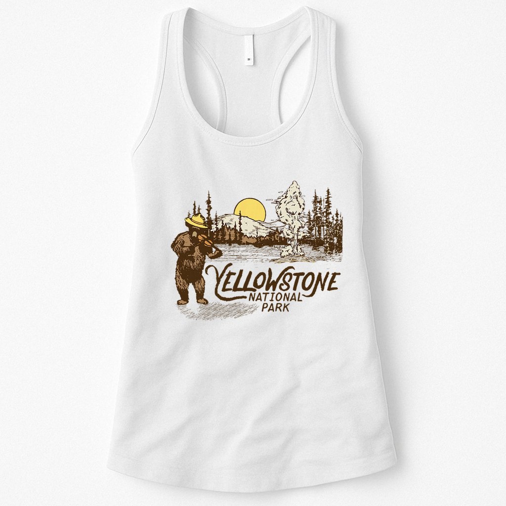 Yellowstone National Park Bear & Fiddle Old Faithful Womens Tank Top