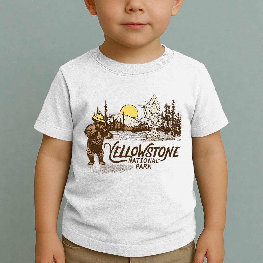 Yellowstone National Park Bear & Fiddle Old Faithful Toddler T-Shirt