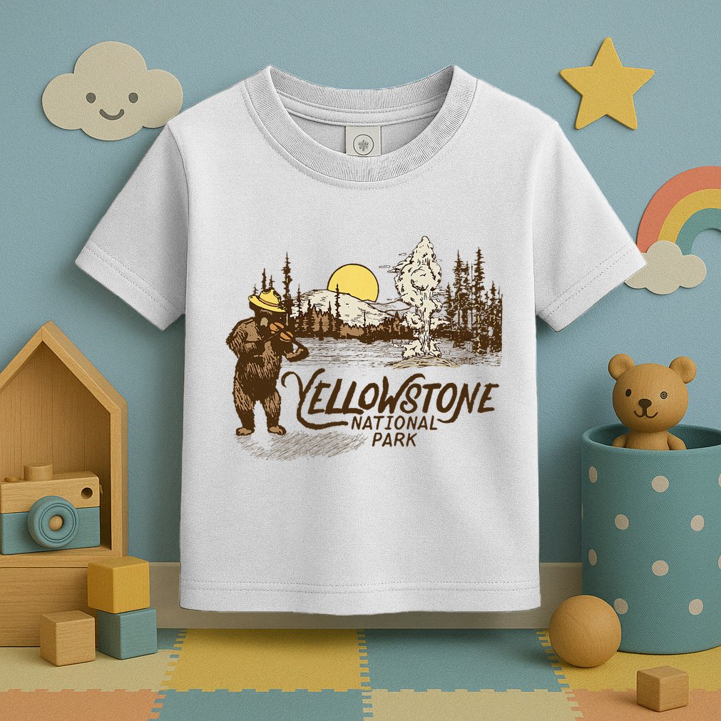 Yellowstone National Park Bear & Fiddle Old Faithful Toddler T-Shirt