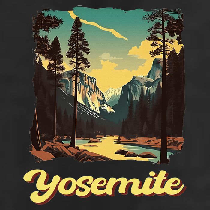 Yosemite National Park Adventure Hiking Nature Design 7 Panel Mesh Trucker Snapback Hat