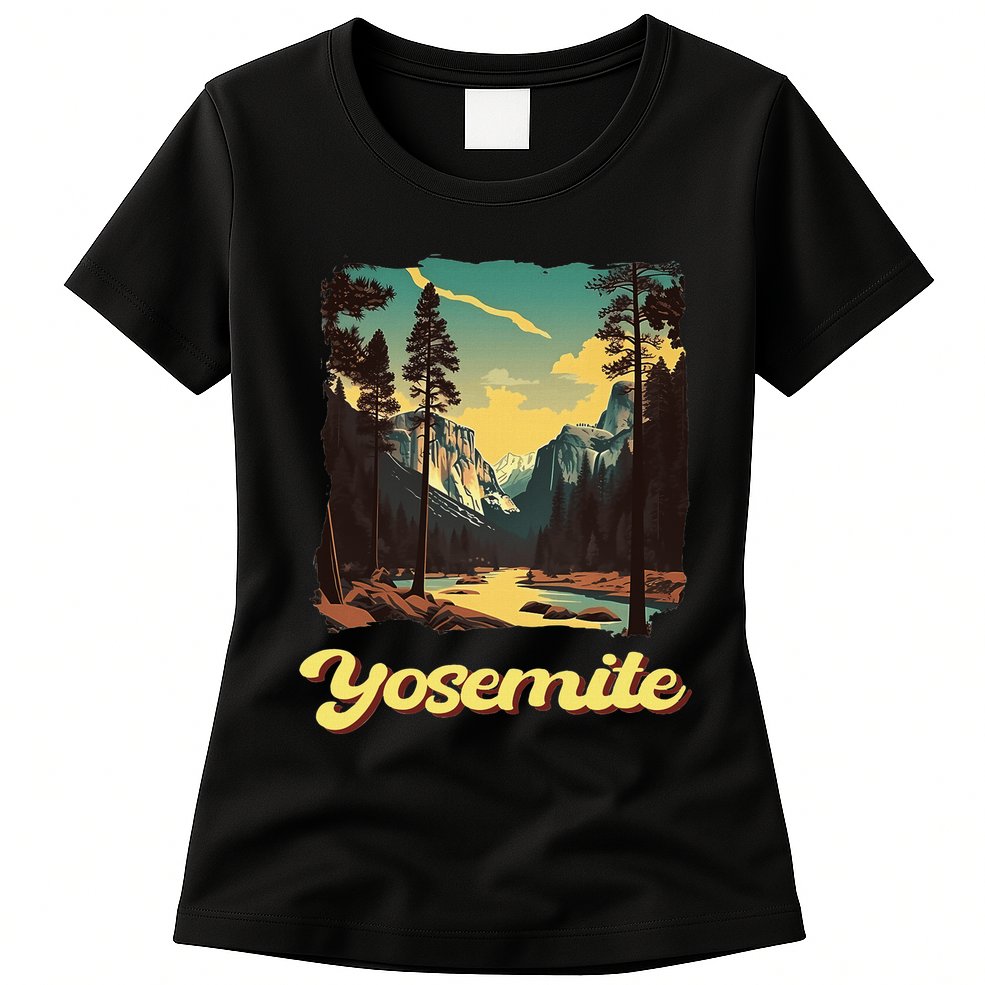 Yosemite National Park Adventure Hiking Nature Design Womens T-Shirt