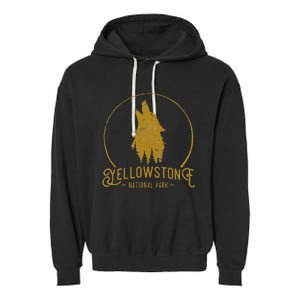 Yellowstone National Park Howling Wolf Garment-Dyed Fleece Hoodie