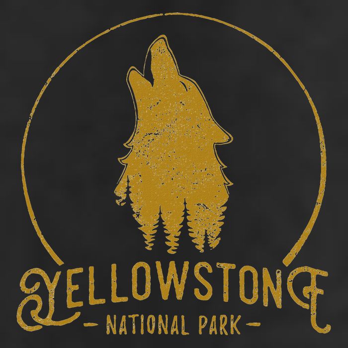 Yellowstone National Park Howling Wolf 7 Panel Mesh Trucker Snapback Hat