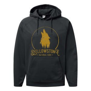 Yellowstone National Park Howling Wolf Performance Fleece Hoodie