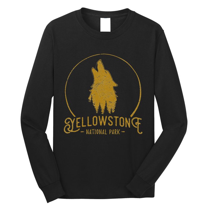 Yellowstone National Park Howling Wolf Long Sleeve Shirt