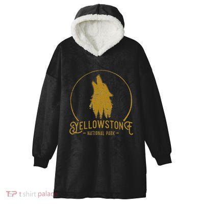 Yellowstone National Park Howling Wolf Hooded Wearable Blanket
